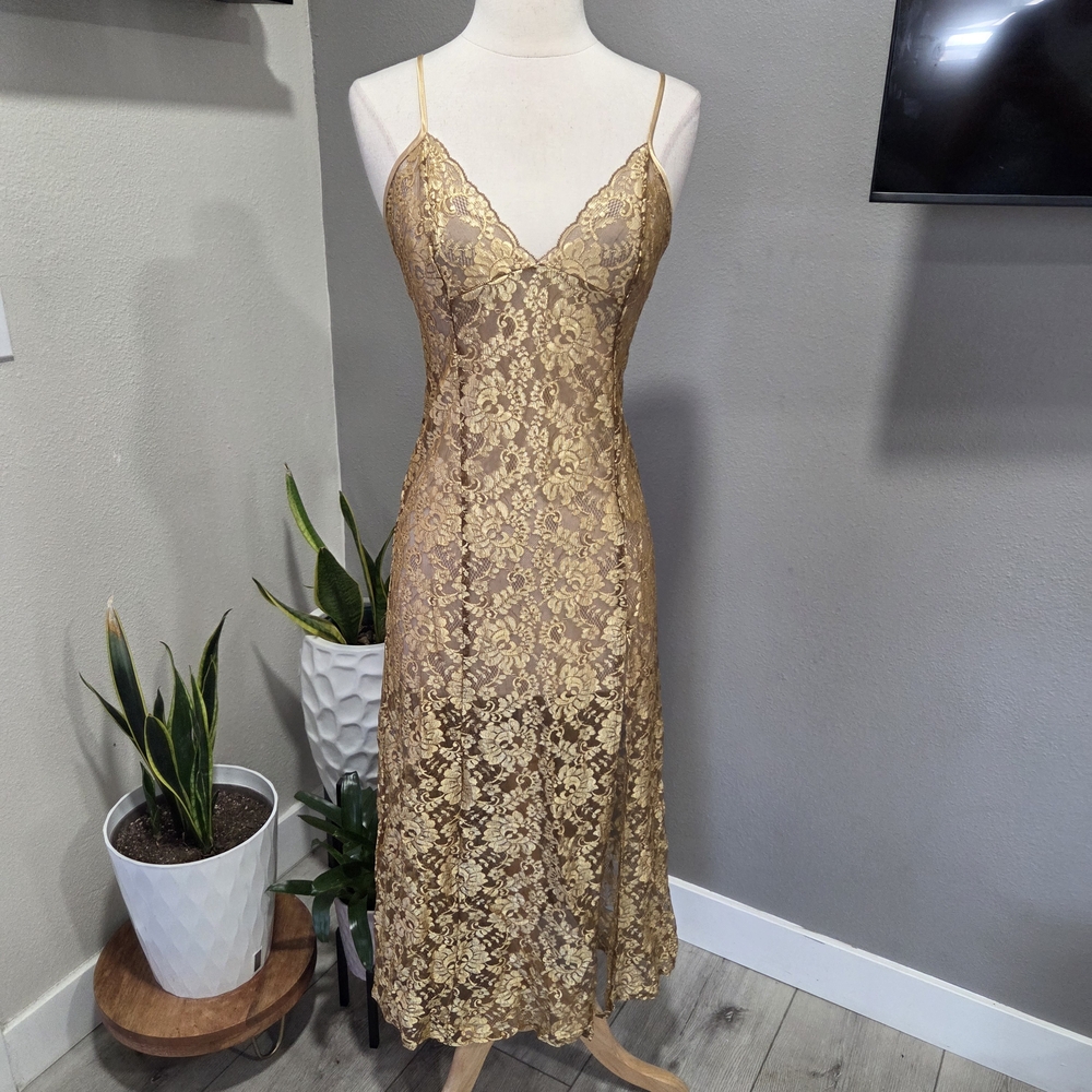 Victoria's Secret Gold Lace Maxi Dress